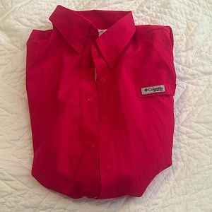 Columbia NWOT bright pink linen shirt